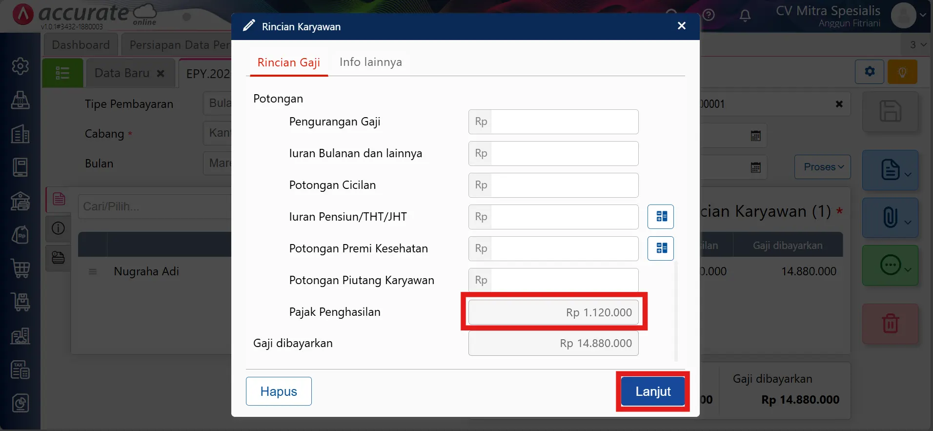 mencatat & menghitung PPh 21 bonus/THR karyawan